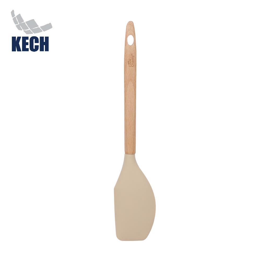 ไม้พายซิลิโคน KECH COOK CHARMY สีครีม ด้ามไม้_1