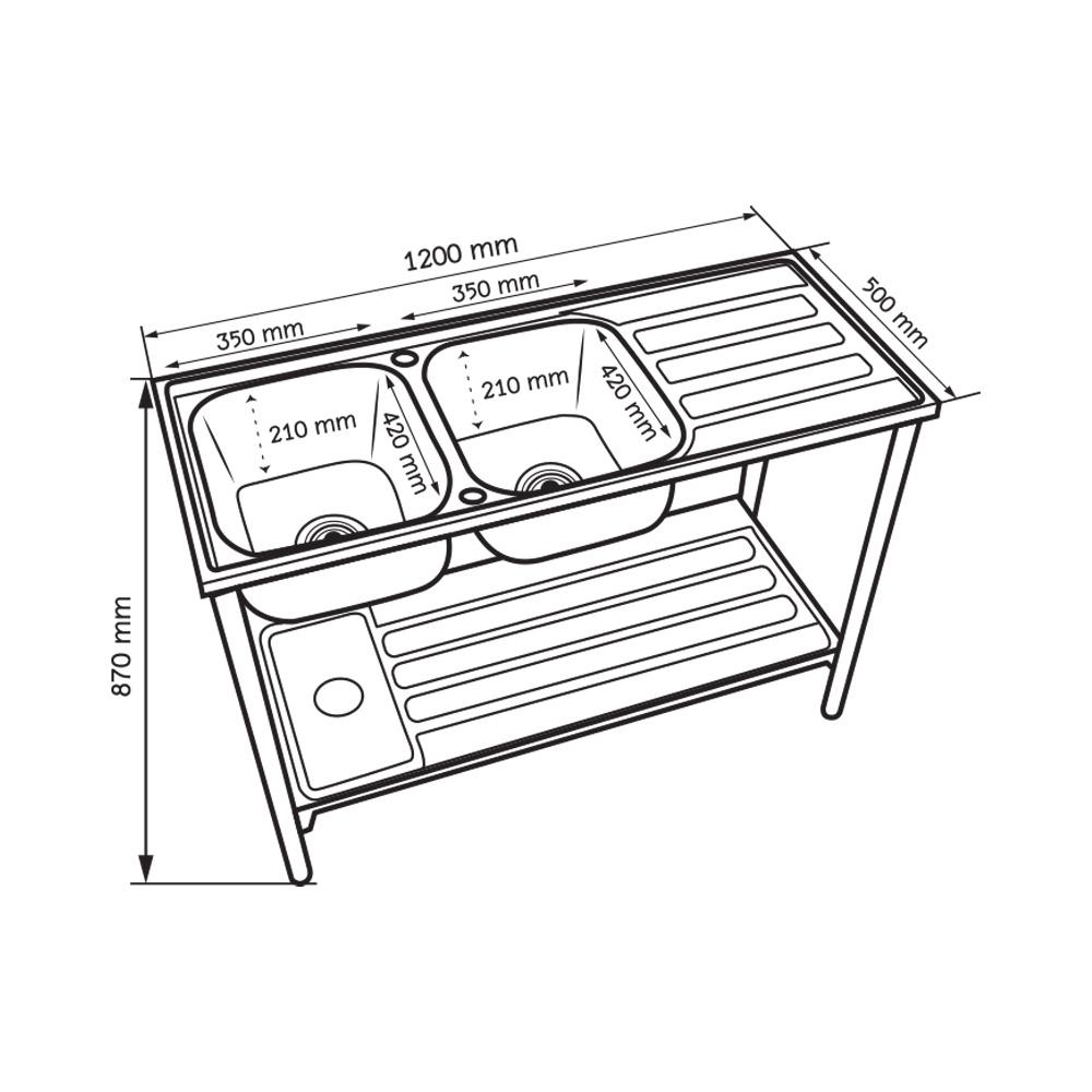 ซิงค์ขาตั้ง 2 หลุม 1 ที่พัก AXIA LUNAR ST 120 สีเงิน