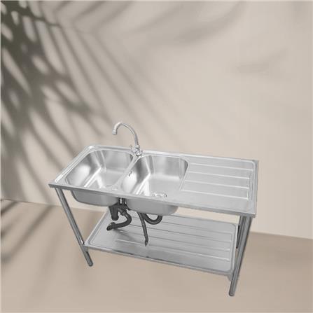 ซิงค์ขาตั้ง 2 หลุม 1 ที่พัก AXIA LUNAR ST 120 สีเงิน_4