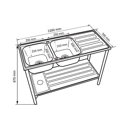 ซิงค์ขาตั้ง 2 หลุม 1 ที่พัก AXIA LUNAR ST 120 สีเงิน_5