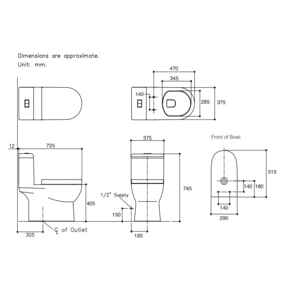 สุขภัณฑ์ 1 ชิ้น KARAT K-31226X-S-WK 3/4.5 ลิตร สีขาว