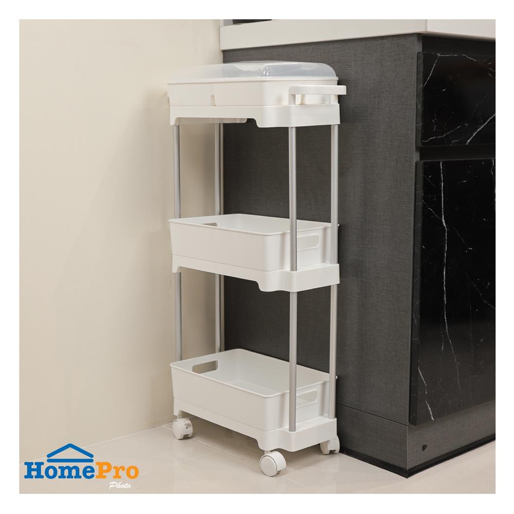 ชั้นวางของ 3 ชั้น มีล้อ KECH COMFY 45X21X80 ซม. สีขาว
