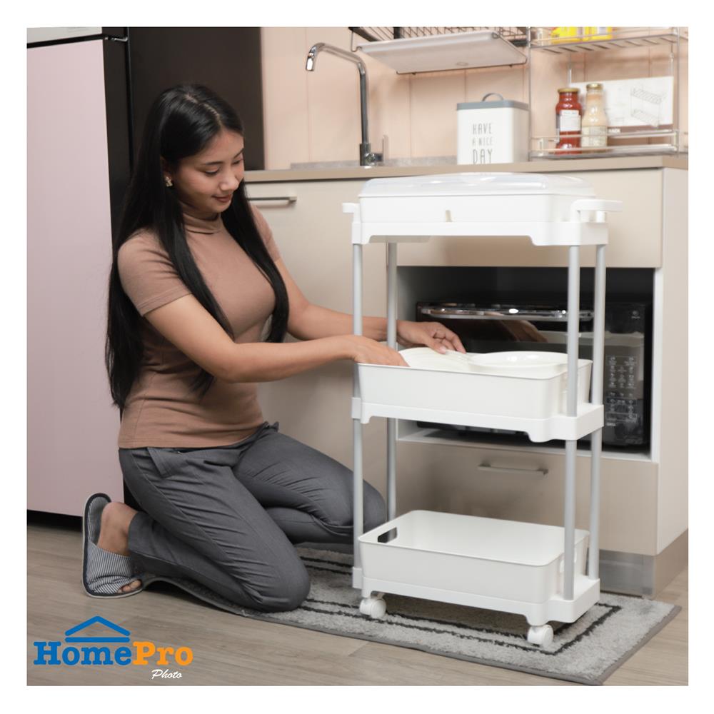 ชั้นวางของ 3 ชั้น มีล้อ KECH COMFY 52X25X83 ซม. สีขาว