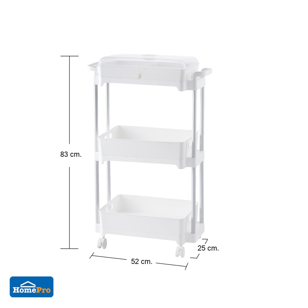 ชั้นวางของ 3 ชั้น มีล้อ KECH COMFY 52X25X83 ซม. สีขาว