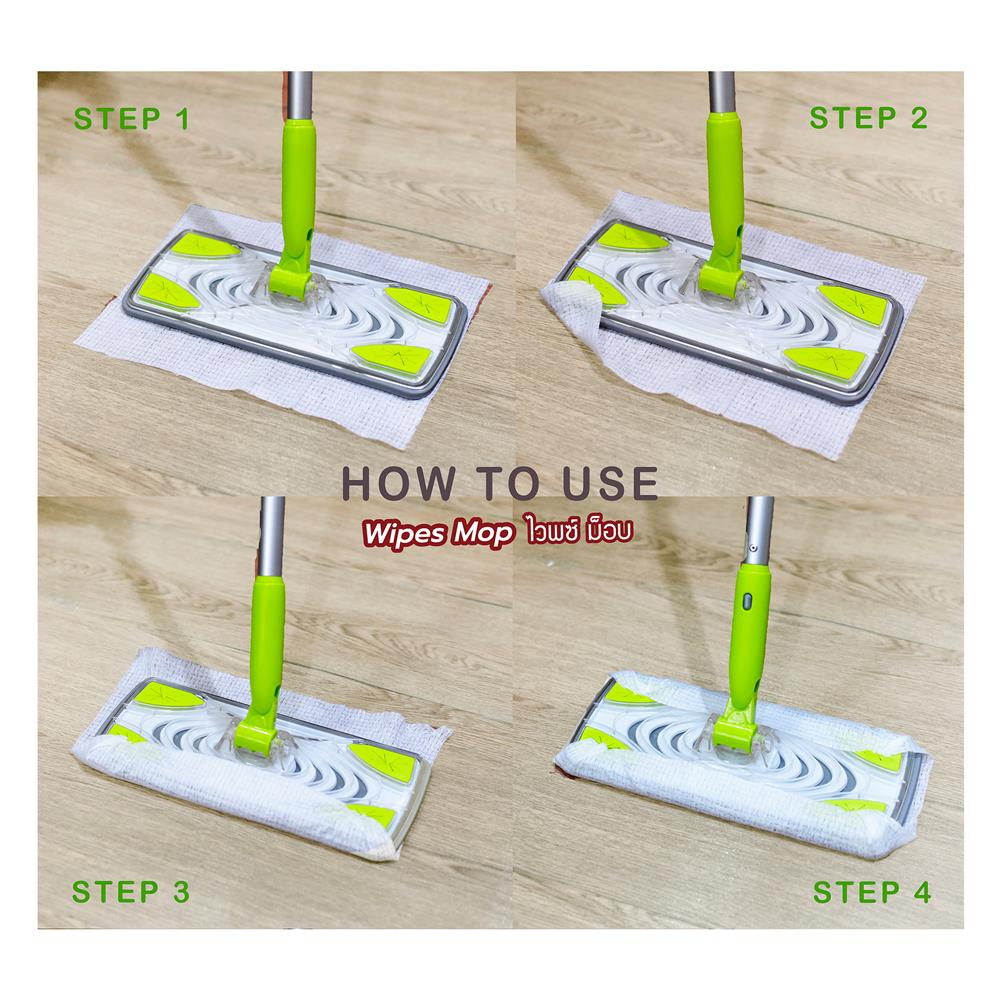 ไม้ม็อบดันฝุ่นด้ามปรับระดับได้ WIPER 10 นิ้ว WILMA สีเขียว