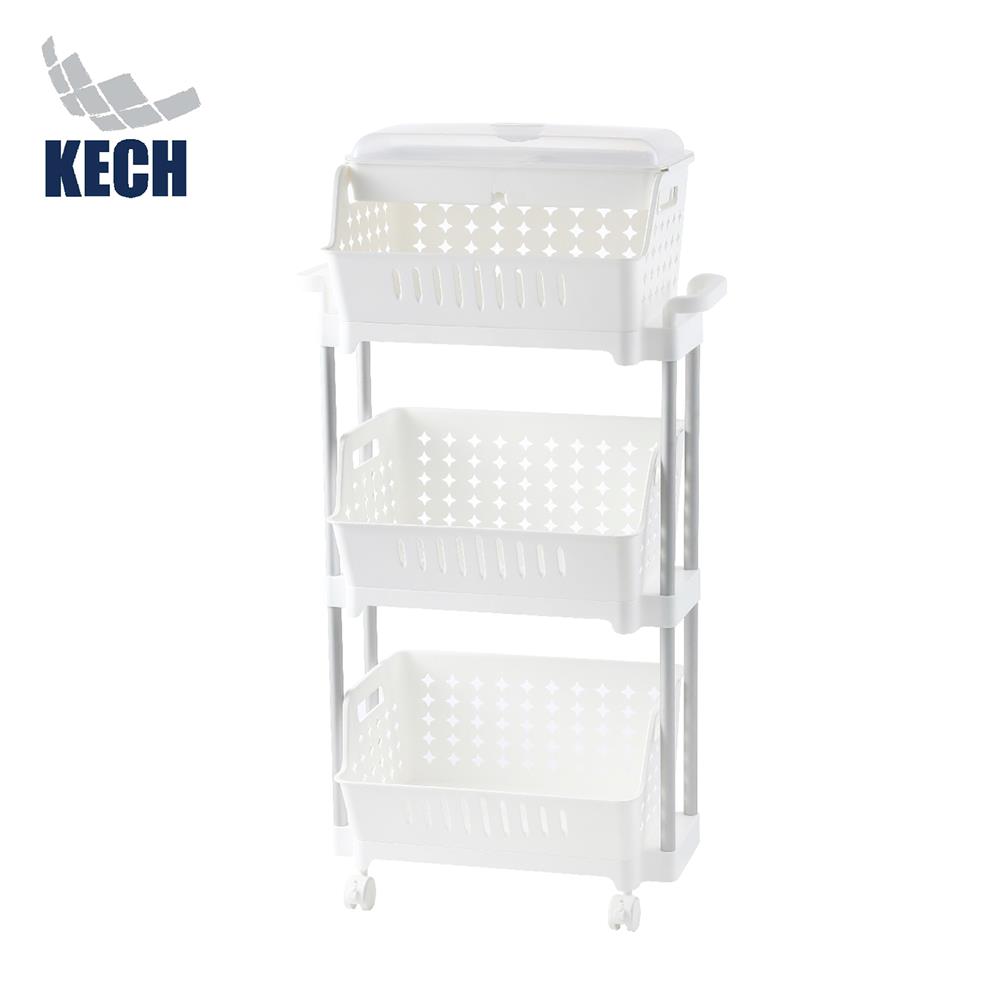ชั้นตะกร้าวางของ 3 ชั้น มีล้อ KECH WAGON 45.5X24.5X91 ซม. สีขาว