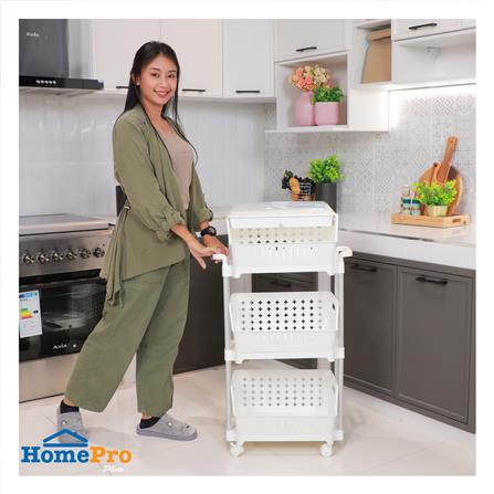 ชั้นตะกร้าวางของ 3 ชั้น มีล้อ KECH WAGON 45.5X24.5X91 ซม. สีขาว_5