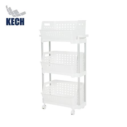 ชั้นตะกร้าวางของ 3 ชั้น มีล้อ KECH WAGON 53X29X95 ซม. สีขาว