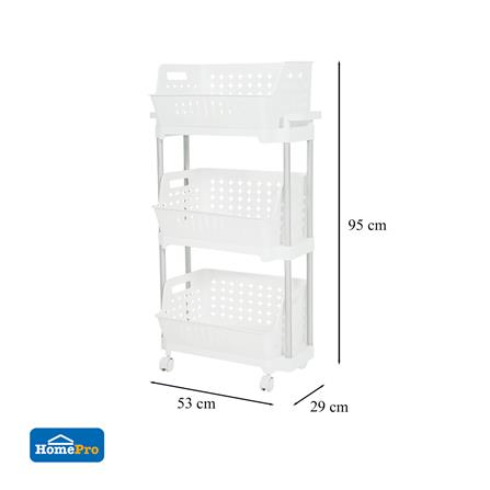 ชั้นตะกร้าวางของ 3 ชั้น มีล้อ KECH WAGON 53X29X95 ซม. สีขาว_9