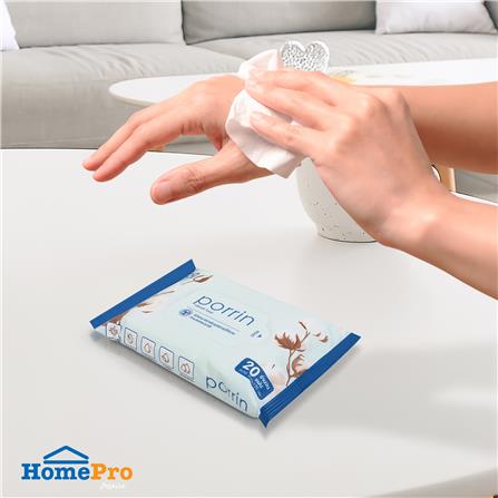 ผ้าเช็ดทำความสะอาดผิว PORRIN ALOE VERA 20 แผ่น แพ็ก 3+1_5