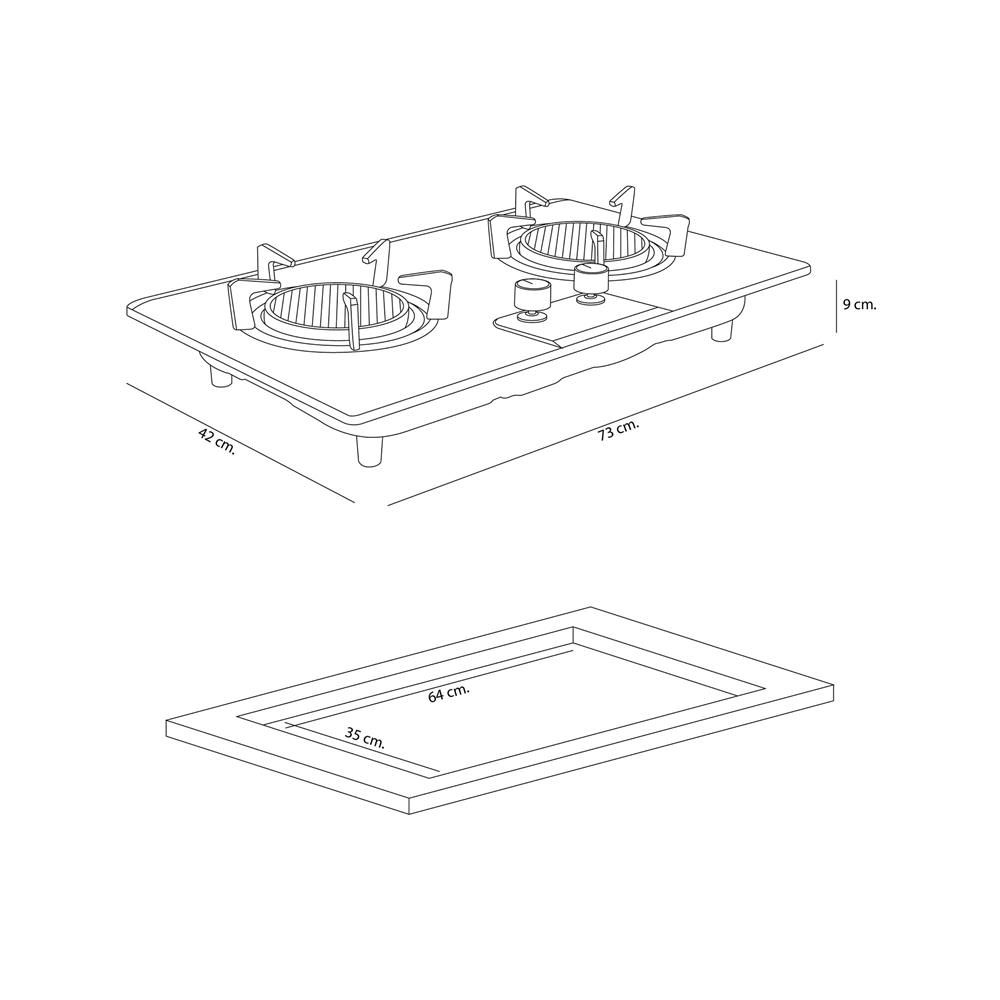 เตาฝังแก๊ส DYNA HOME  DF-1022-S 73 ซม.