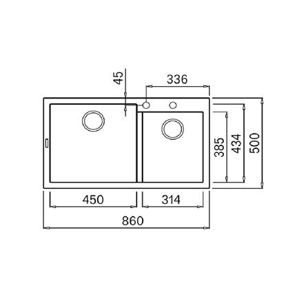 ซิงค์ฝัง 2 หลุม METRIX NES20BL สีดำ_2