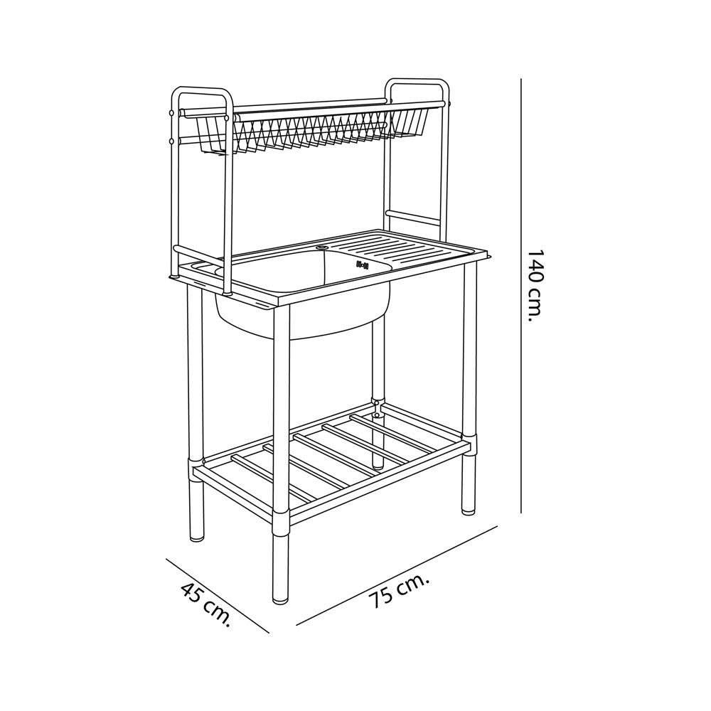 ซิงค์ขาตั้ง 1 หลุม 1 ที่พัก DYNA HOME DH7545GB สีเงิน