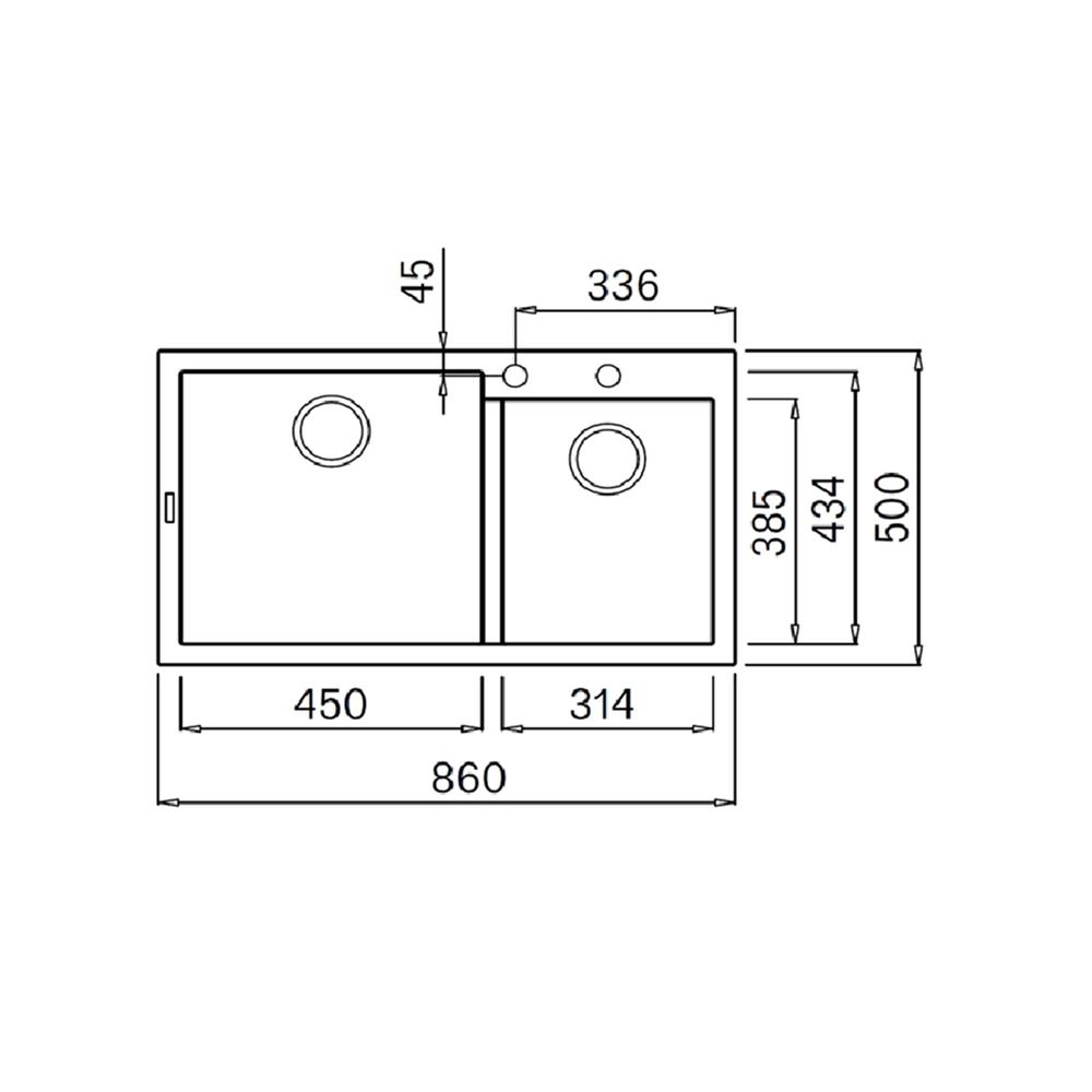 ซิงค์ฝัง 2 หลุม METRIX NES20CE สีปูนเปลือย