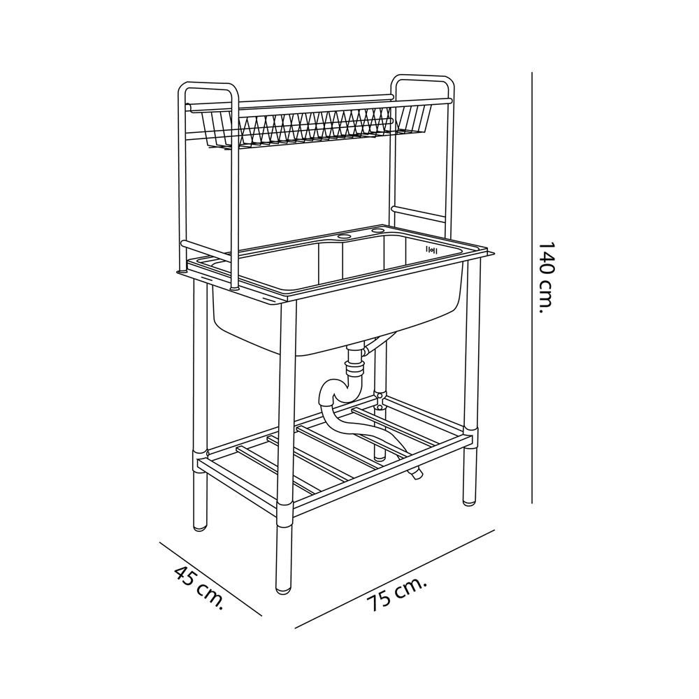 ซิงค์ขาตั้ง 1 หลุม DYNA HOME DH7545BGB สีเงิน