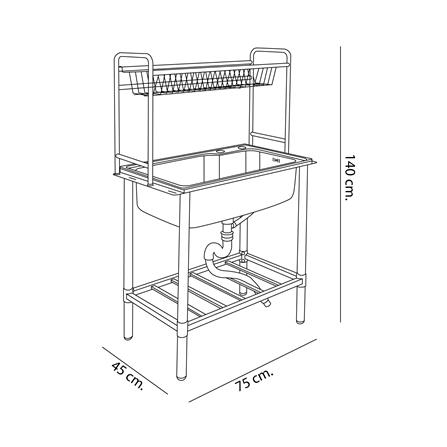 ซิงค์ขาตั้ง 1 หลุม DYNA HOME DH7545BGB สีเงิน_5