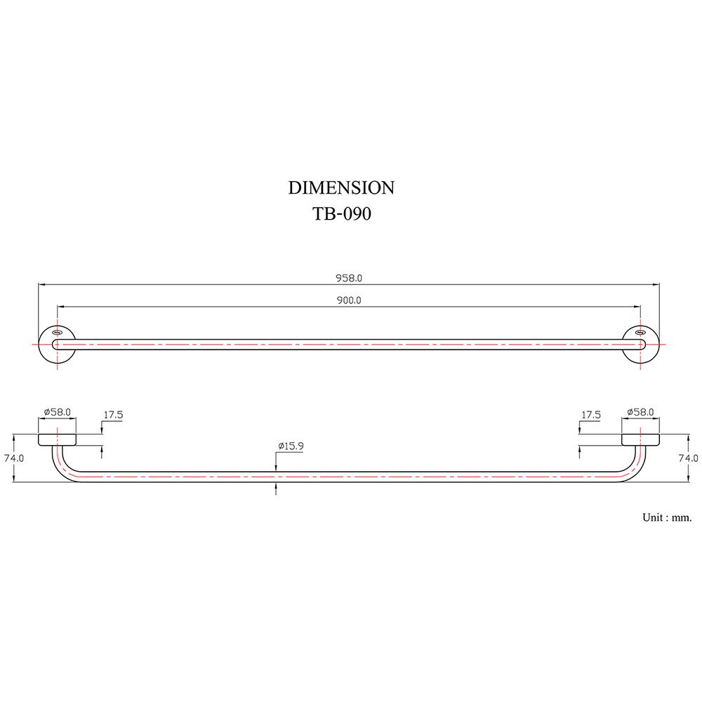 ราวแขวนผ้า HANG TB-090 สีเงิน