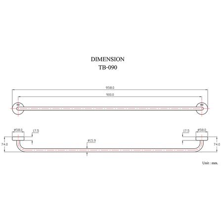 ราวแขวนผ้า HANG TB-090 สีเงิน_2