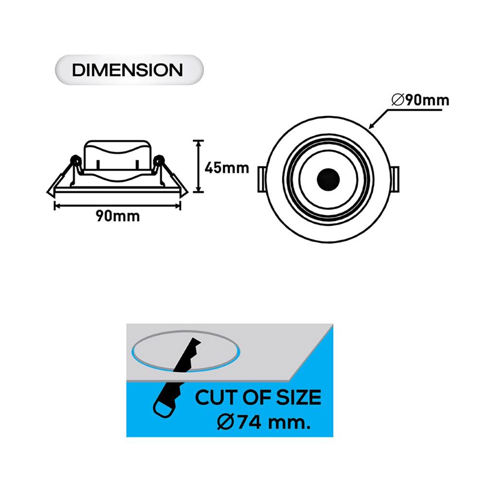 ดาวน์ไลท์ LED RACER ADJUST 3.5 นิ้ว 5 วัตต์ DAYLIGHT สีดำ