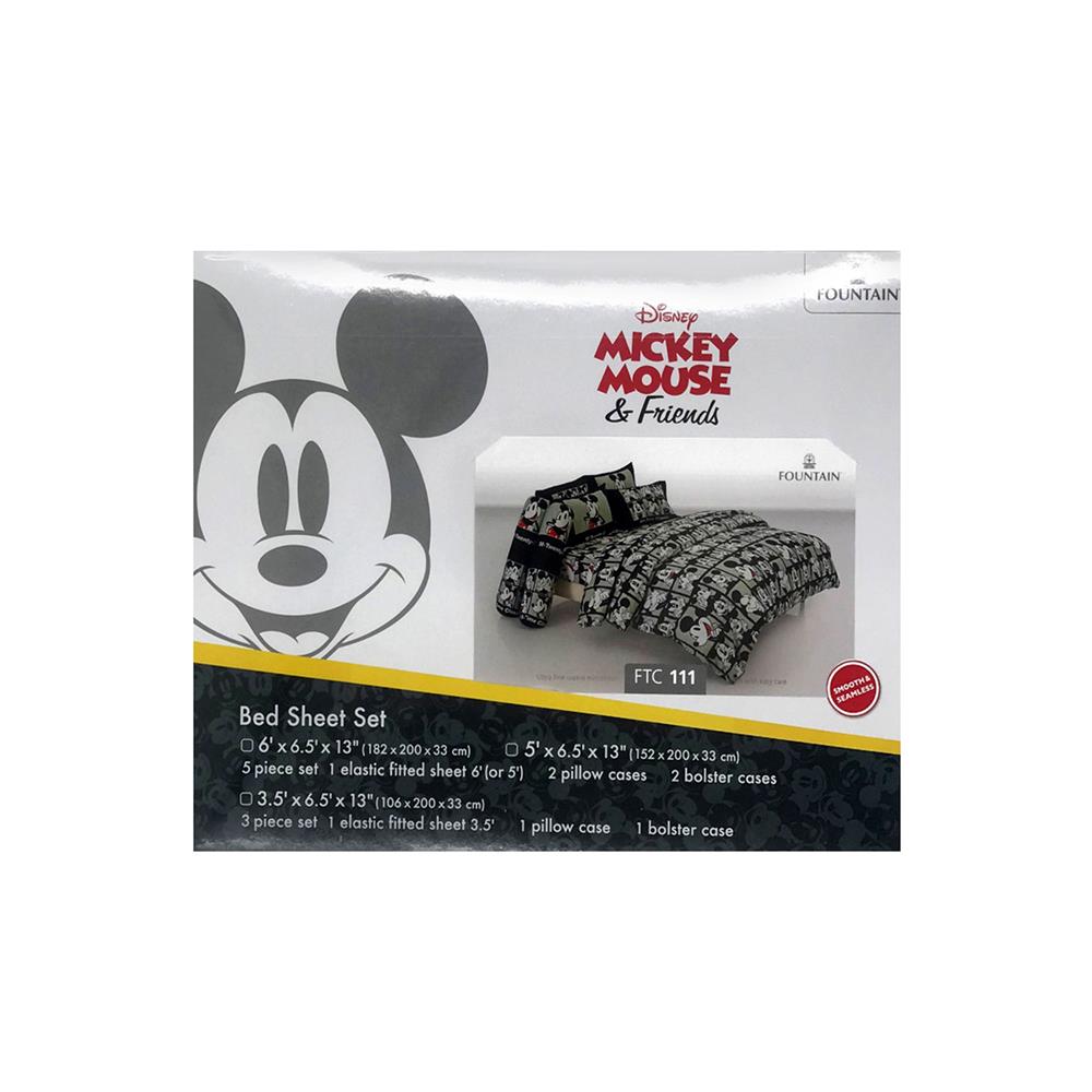 ชุดผ้าปูที่นอน 3.5 ฟุต 3 ชิ้น FOUNTAIN MICKEY MOUSE FTC111