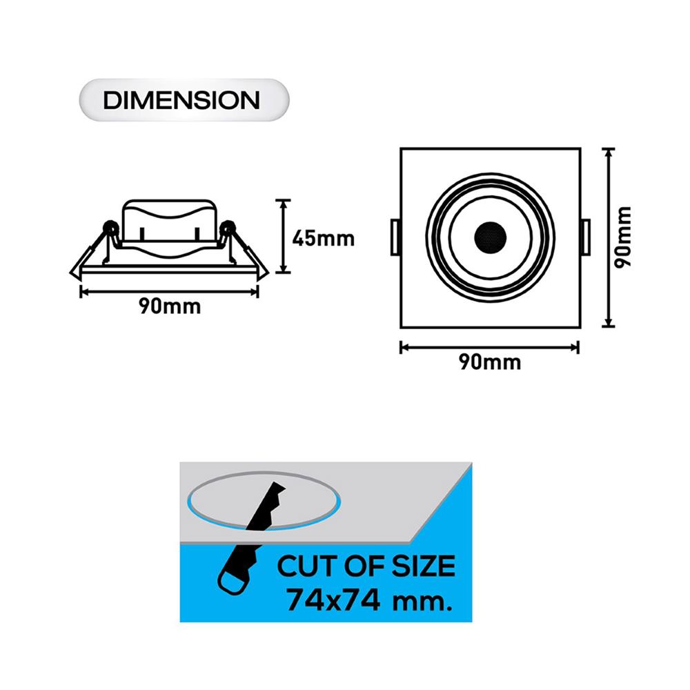 ดาวน์ไลท์ LED RACER ADJUST 3.5 นิ้ว 5 วัตต์ DAYLIGHT สีดำ