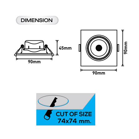 ดาวน์ไลท์ LED RACER ADJUST 3.5 นิ้ว 5 วัตต์ DAYLIGHT สีดำ_5