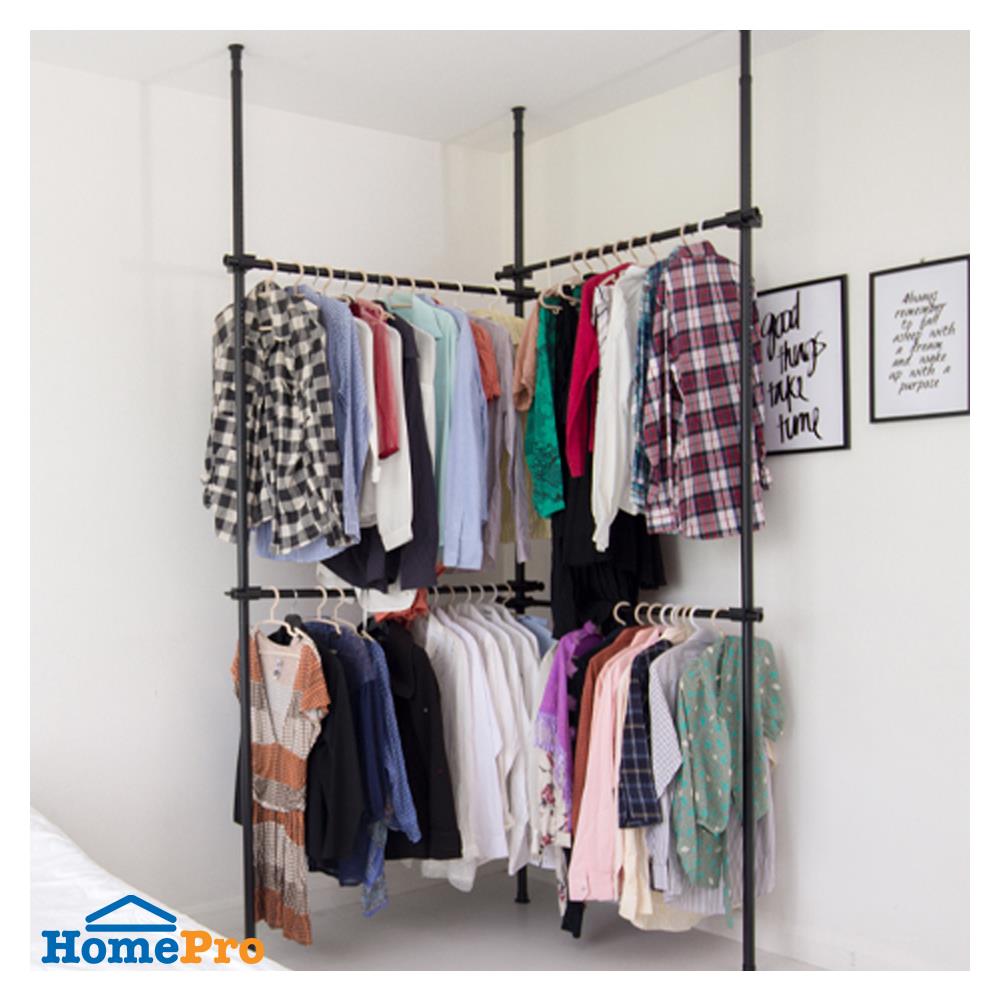 ราวแขวนผ้า 6 ราวแขวน 3 ตะกร้า TUGU สีดำ