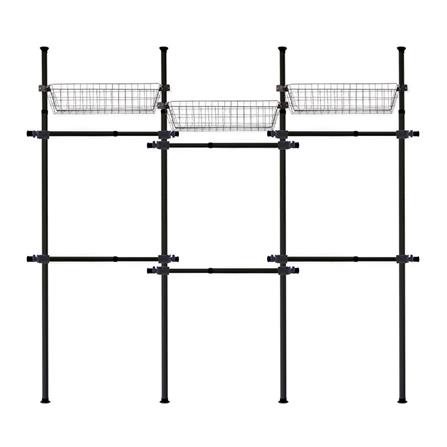 ราวแขวนผ้า 6 ราวแขวน 3 ตะกร้า TUGU สีดำ