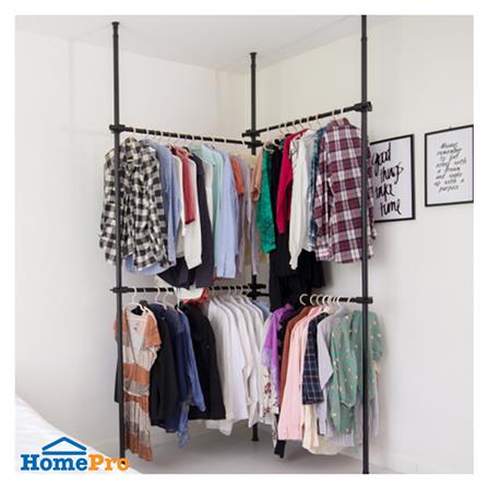 ราวแขวนผ้า 6 ราวแขวน 3 ตะกร้า TUGU สีดำ_1