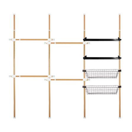 ราวแขวนผ้า 4 ราวแขวน 2 ชั้นวาง 2 ตะกร้า TUGU ลายไม้_0