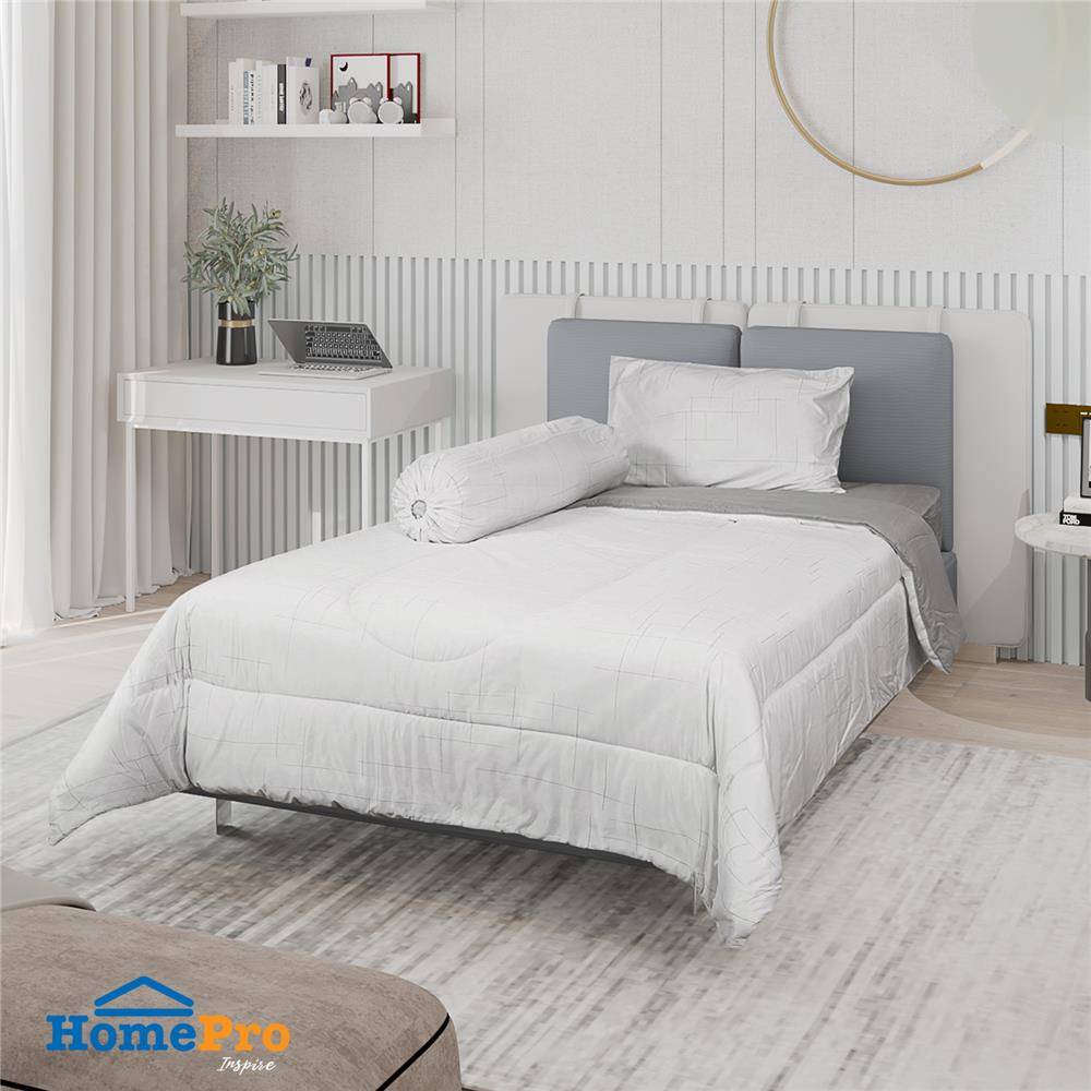 ชุดผ้าปูที่นอน 3.5 ฟุต 4 ชิ้น HOME LIVING STYLE CROSSING สีขาว/เทา_1