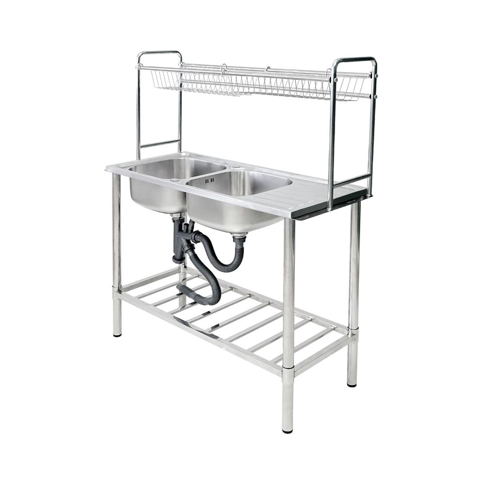 ซิงค์ขาตั้ง 2 หลุม 1 ที่พัก DYNA HOME DH10545GB สีเงิน