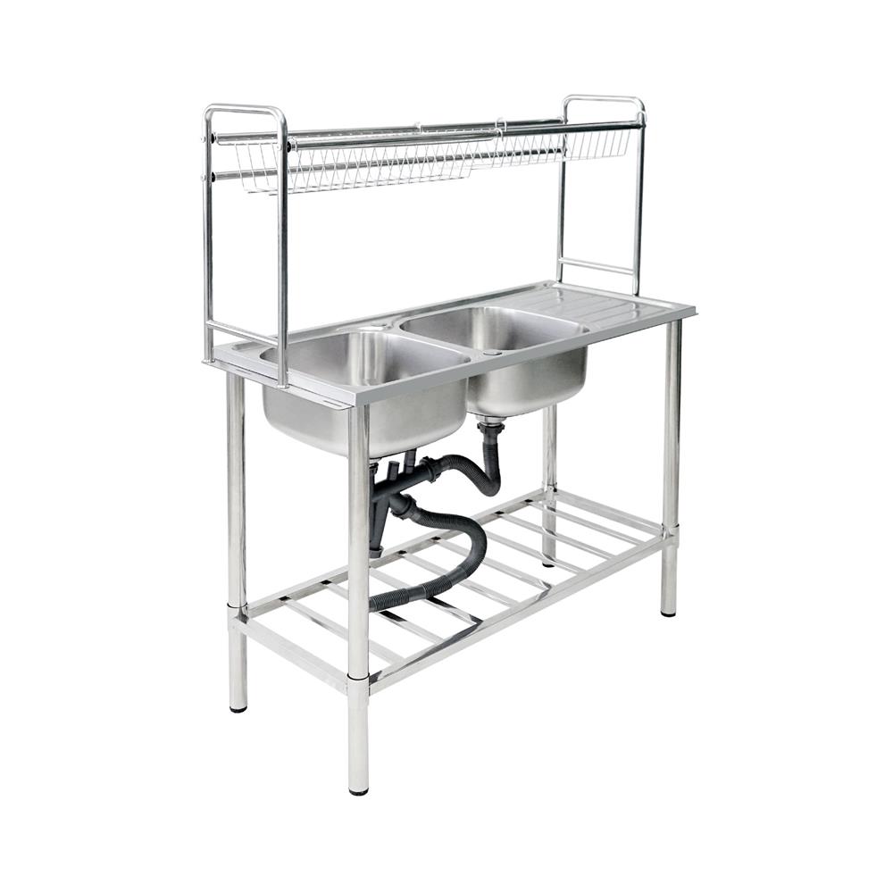 ซิงค์ขาตั้ง 2 หลุม 1 ที่พัก DYNA HOME DH10545GB สีเงิน