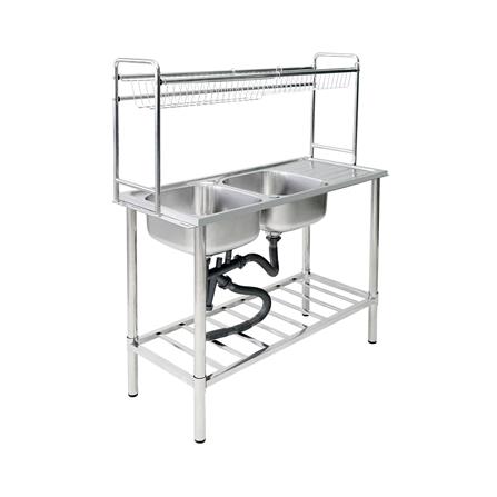 ซิงค์ขาตั้ง 2 หลุม 1 ที่พัก DYNA HOME DH10545GB สีเงิน_2