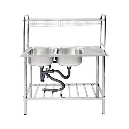 ซิงค์ขาตั้ง 2 หลุม 1 ที่พัก DYNA HOME DH10545GB สีเงิน