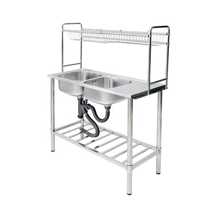 ซิงค์ขาตั้ง 2 หลุม 1 ที่พัก DYNA HOME DH10545GB สีเงิน_1