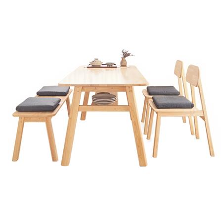 ชุดโต๊ะอาหาร 4 ที่นั่ง BAAN FURNITURE GASTON SET สีธรรมชาติ_1