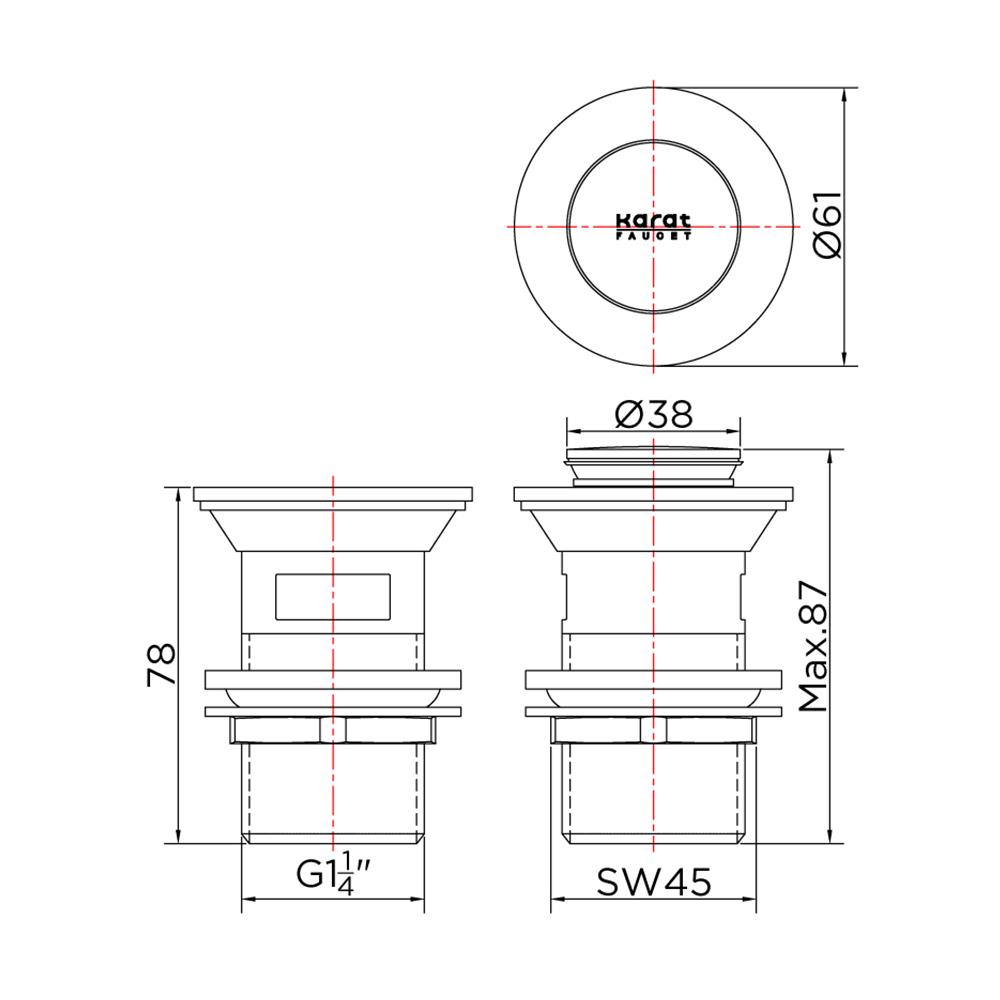 สะดืออ่างล้างหน้าแบบกด KARAT FAUCET KA-01-254-50