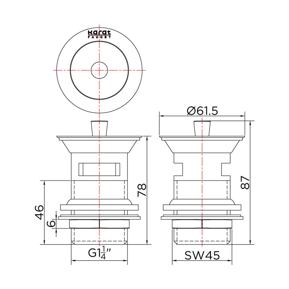 สะดืออ่างล้างหน้าดึงล็อค KARAT FAUCET KA-02-234-50