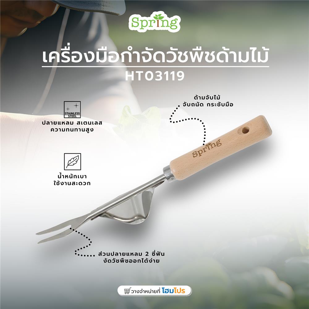 เครื่องมือกำจัดวัชพืชด้ามไม้ SPRING HT03119