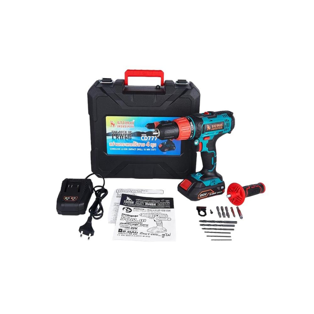 สว่านกระแทกไร้สาย SUMO 4 หุน CD777 20 โวลต์