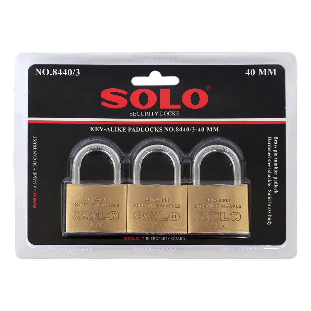 กุญแจคีย์อะไลก์ SOLO 8440 40 มม. สีทองเหลือง 3 ตัว/ชุด