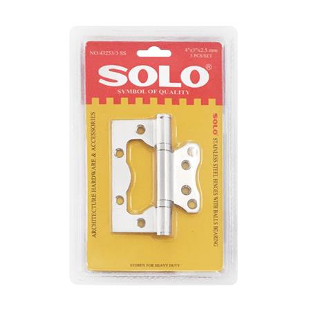 บานพับ ไม่เซาะร่อง 4X3 นิ้ว X 2.5 มม. SOLO 43253 สีสเตนเลส (แพ็ก 3 ชิ้น)_1