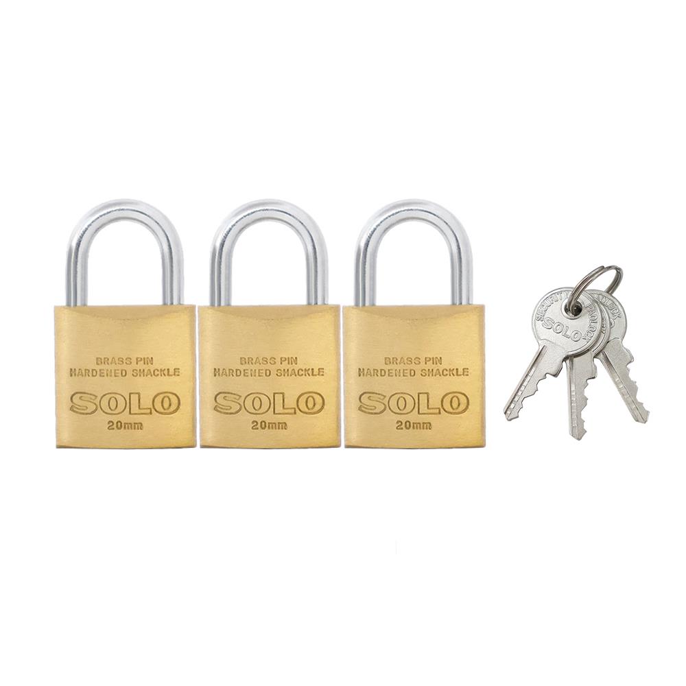 กุญแจคีย์อะไลก์ SOLO 8420 20 มม. สีทองเหลือง 3 ตัว/ชุด