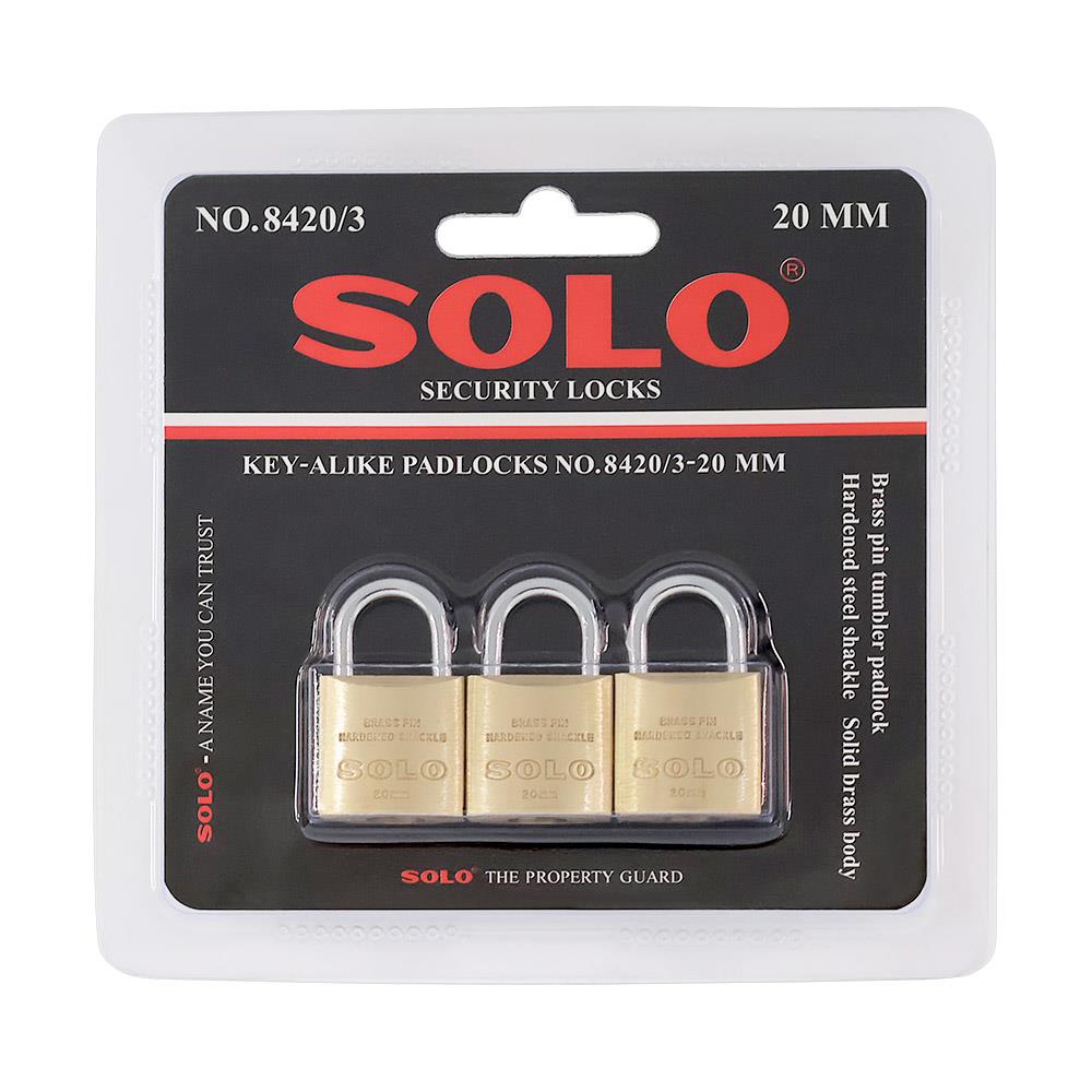 กุญแจคีย์อะไลก์ SOLO 8420 20 มม. สีทองเหลือง 3 ตัว/ชุด