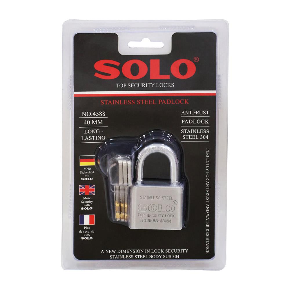 กุญแจลูกปืน SOLO 4588 40 มม. สีสเตนเลส