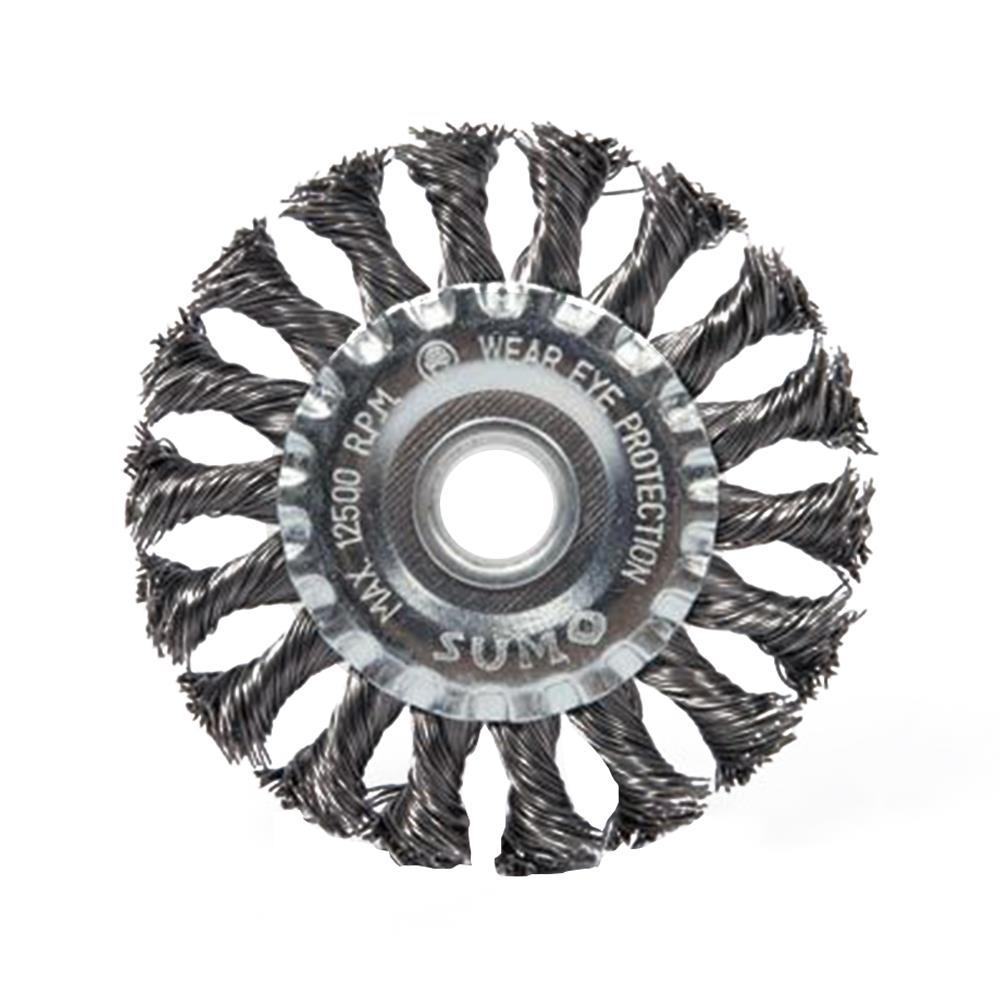 แปรงลวดกลมถักเปีย SUMO HEAVY DUTY 4 นิ้ว (4X1/2 นิ้ว X 16 มม.)