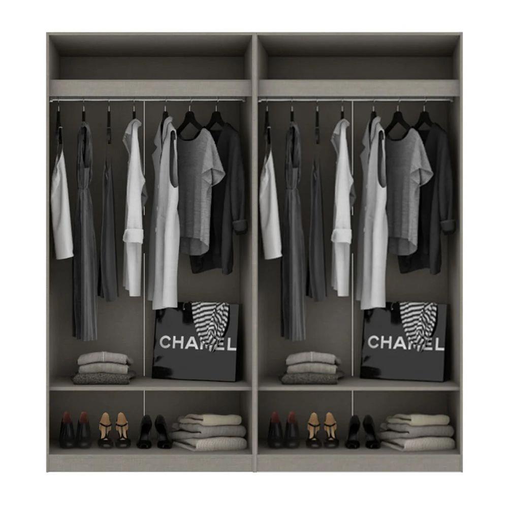 ตู้เสื้อผ้า 4 บานเปิด KONCEPT BLOX 200 ซม. สีลินด์เบิร์กโอ๊ค/กระจกใส