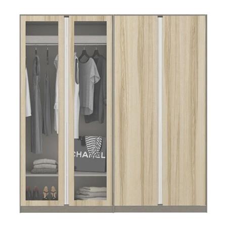 ตู้เสื้อผ้า 4 บานเปิด KONCEPT BLOX 200 ซม. สีลินด์เบิร์กโอ๊ค/กระจกใส_0