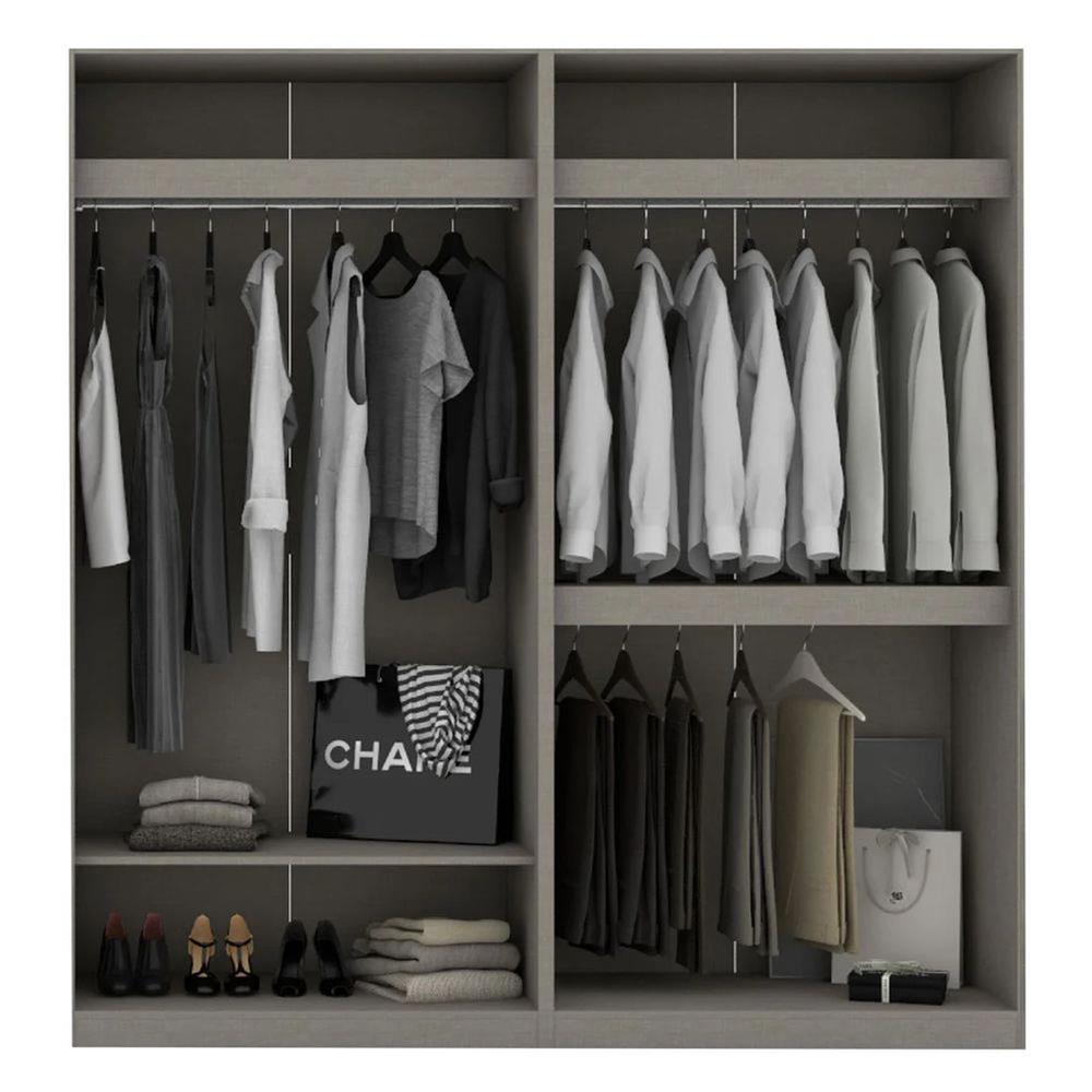 ตู้เสื้อผ้า 4 บานเปิด KONCEPT BLOX 200 ซม. สีเลกาโต้ตัดกระจกชาดำ